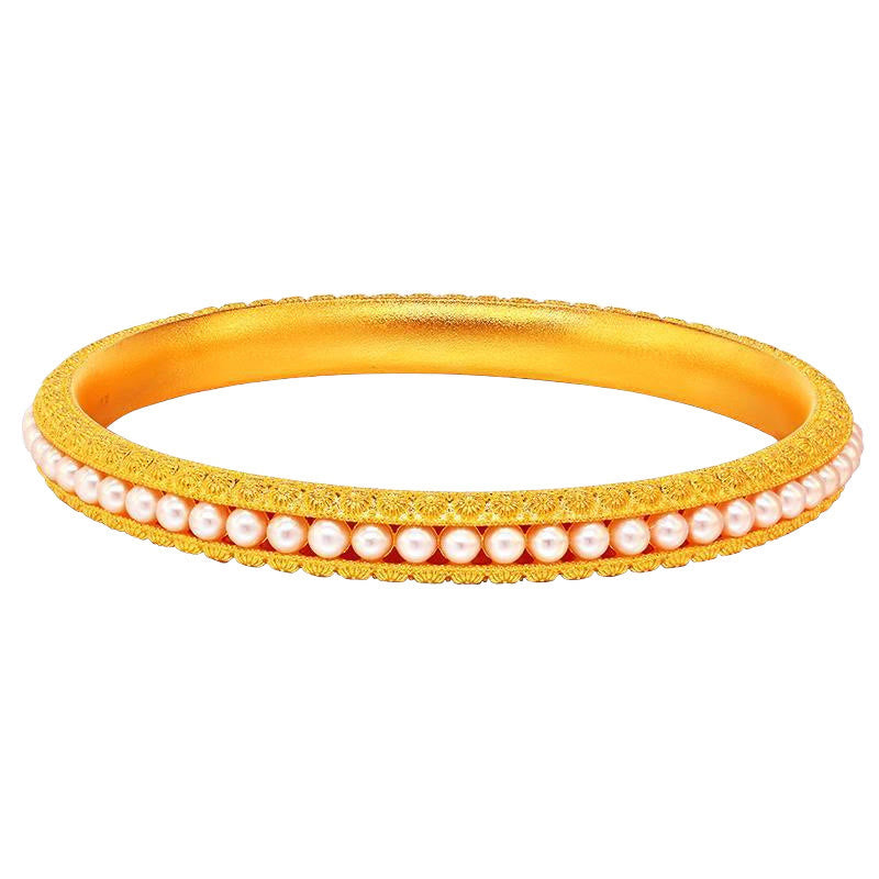 Copper Pearl Healing Cuff Half Bracelet Bangle