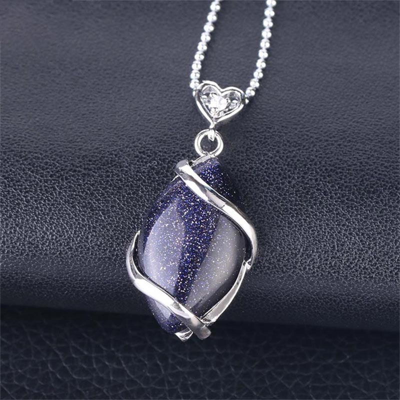Marquise Pattern Natural Crystal Stone Charm Necklace Pendant