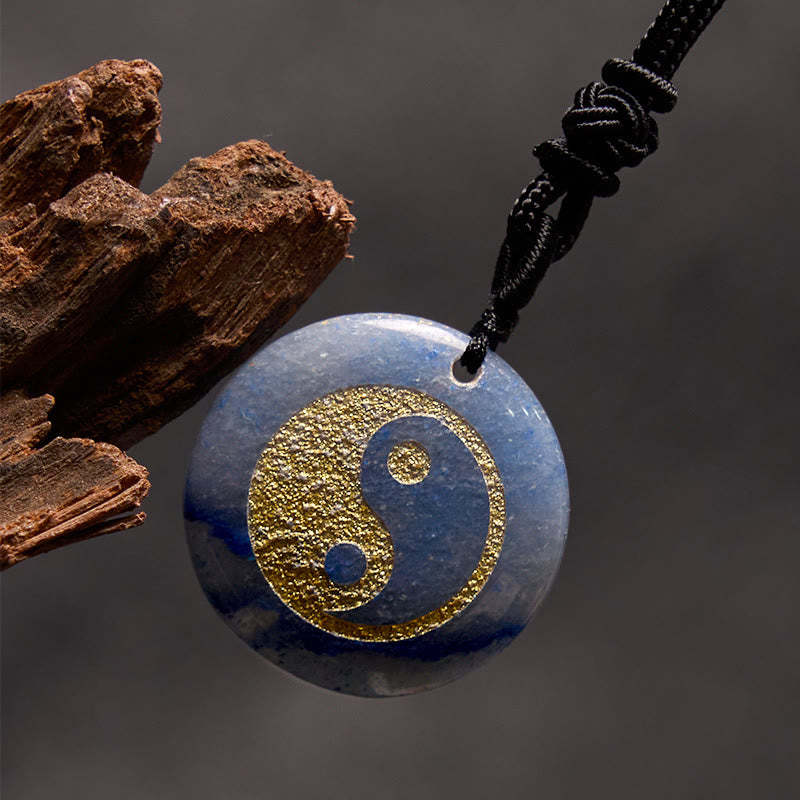 Various Crystal Amethyst Tiger Eye Green Aventurine Yin Yang Spiritual Necklace Pendant