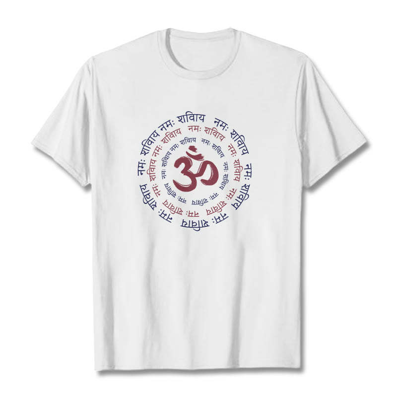 OM Mantra Character Sanskrit Cotton Tee T-shirt