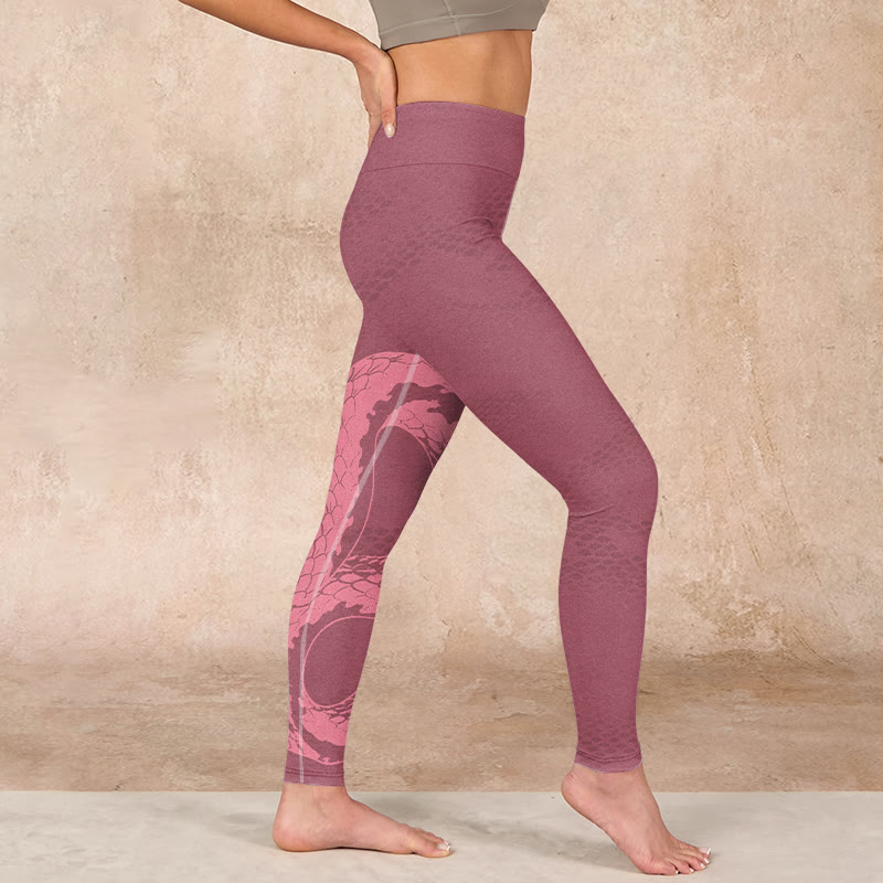 Pink Snake And Snakeskin Print Gym Leggings Women's Yoga Pants