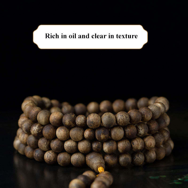 108 Mala Beads Hainan White Qinan Agarwood Calm Strength Bracelet
