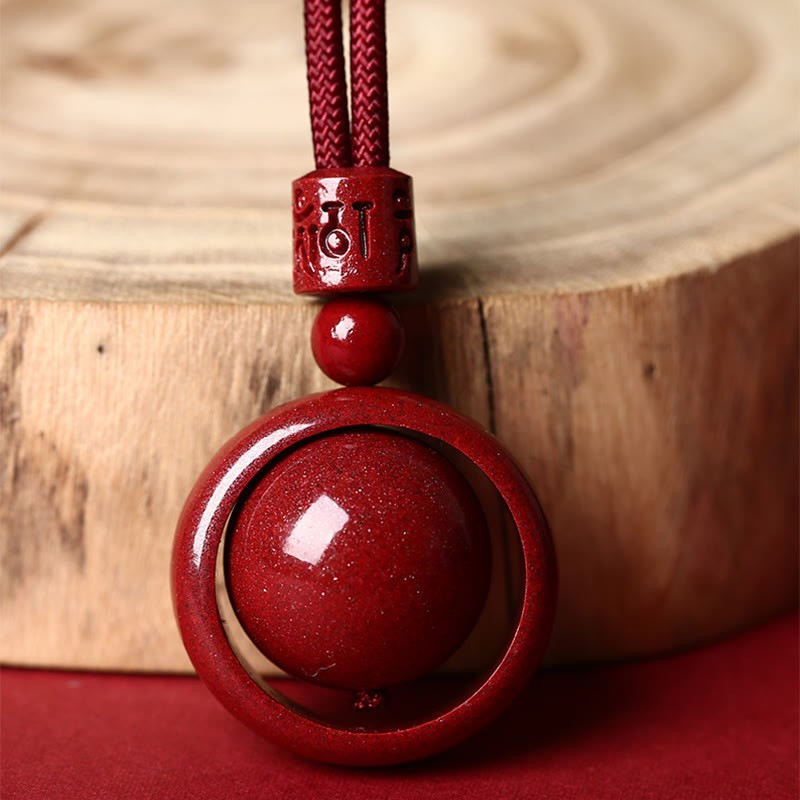 Cinnabar Om Mani Padme Hum PiXiu Blessing Lucky Bead Necklace Pendant