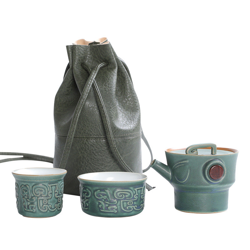 Sanxingdui Ceramic Teacup Kung Fu Tea Cup With Bag