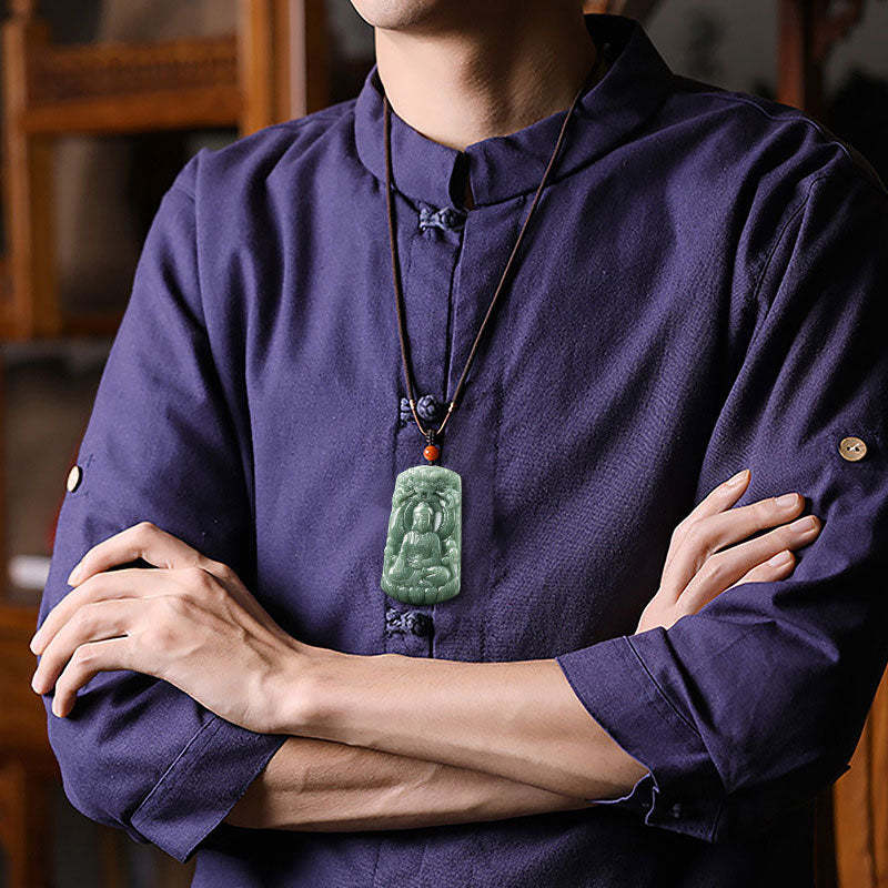 Tathagata mystic zen Dragon Jade Amulet Serenity String Necklace