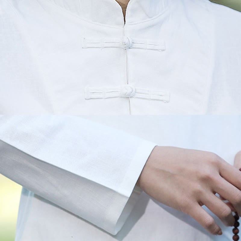 2Pcs Half Sleeve Shirt Top Pants Meditation Zen Tai Chi Cotton Linen Clothing Women's Set