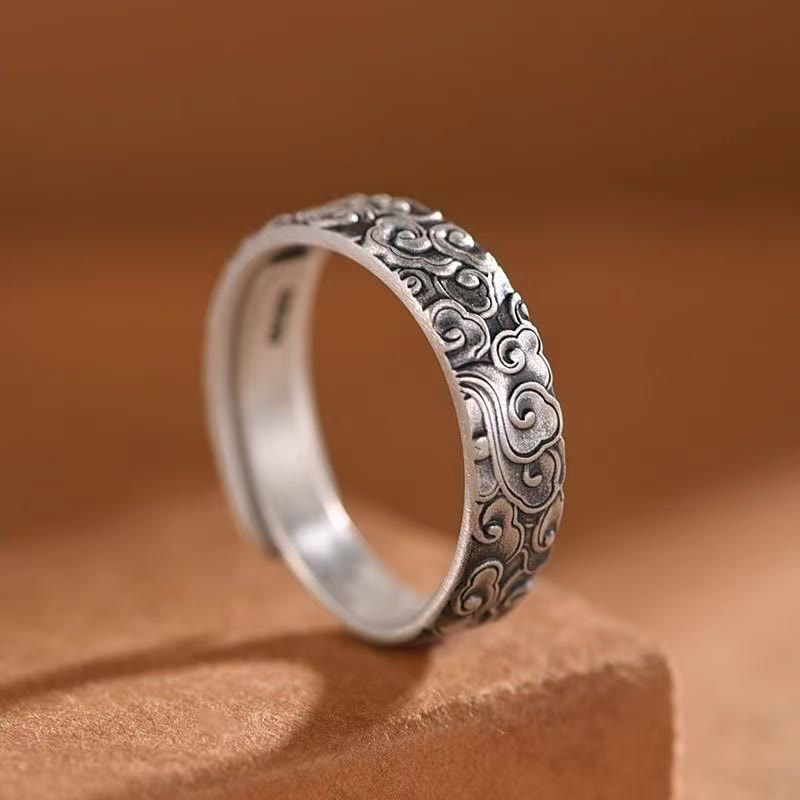Vintage Auspicious Clouds Pattern Luck Ring