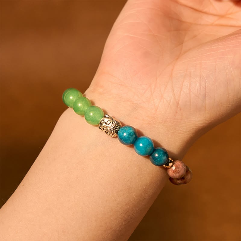 Natural Black Onyx White Stone Green Aventurine Tiger Eye Agate Mixed Color mystic zen Head Protection Bracelet