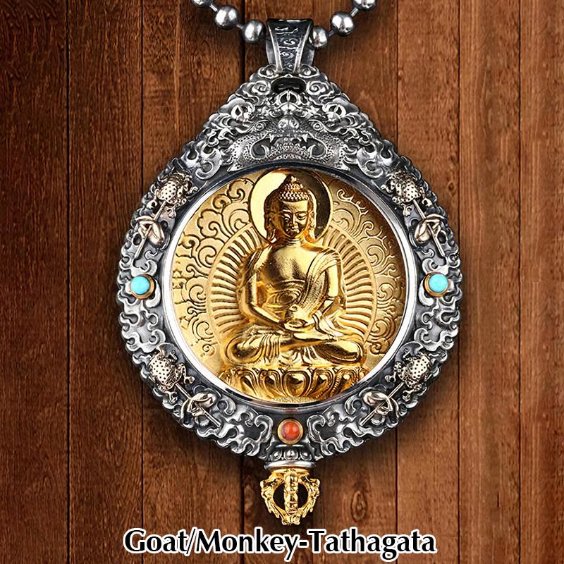 Chinese Zodiac Natal mystic zen Thangka Nine Palaces Eight Diagrams Wealth Rotatable Necklace Pendant