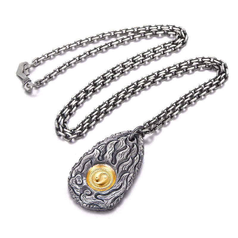 999 Sterling Silver 999 Gold Tai Chi Yin Yang Necklace Pendant