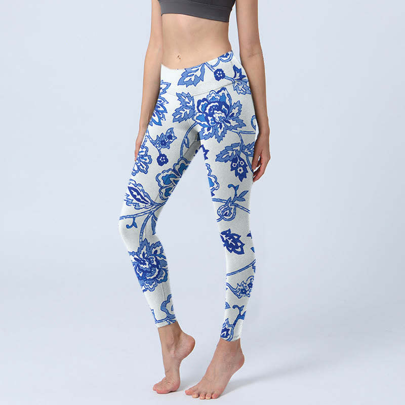 Flowers Print Gym Leggings Women's Yoga Pants