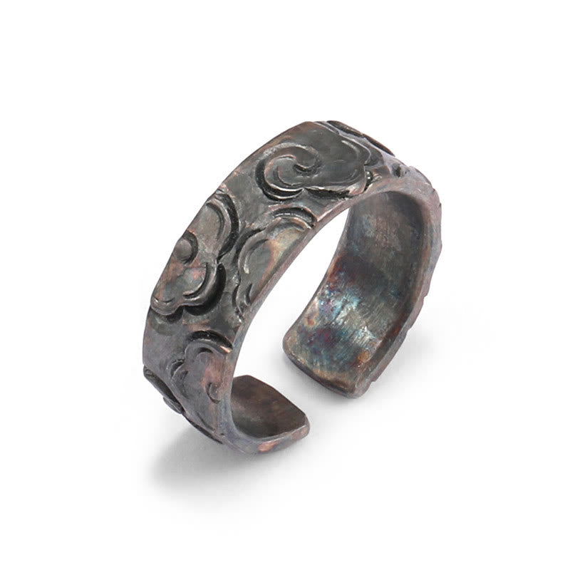 999 Sterling Silver Auspicious Clouds Adjustable Protection Ring