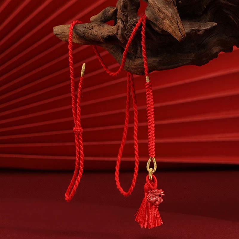 Natural Cinnabar Dragon Blessing Red String Belly Chain