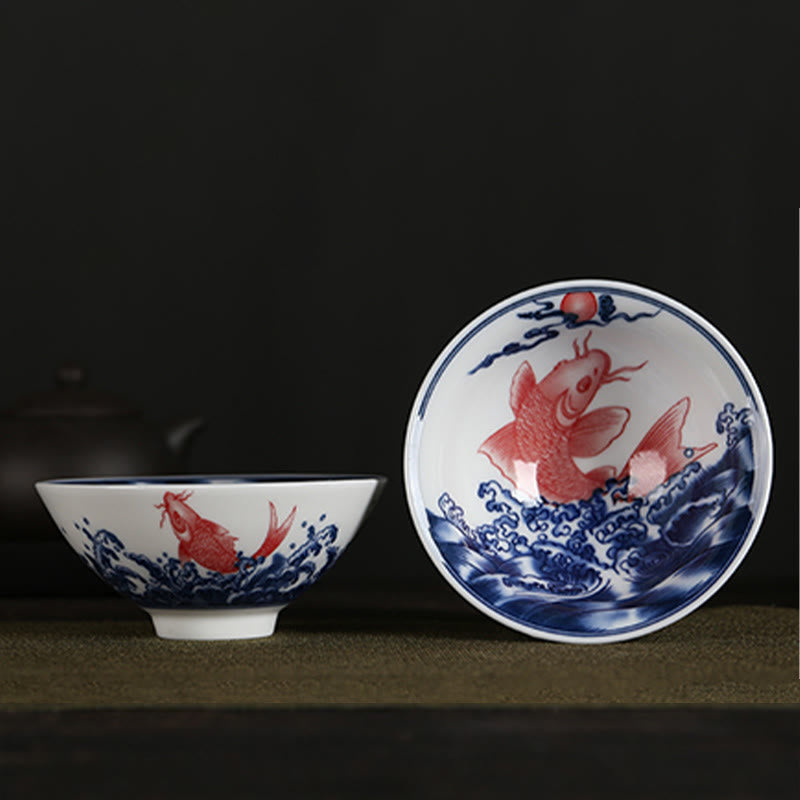 Flowers Fu Character Mountains Lotus Cherry Blossoms Ceramic Teacup Kung Fu Tea Cup