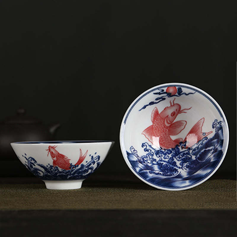 Flowers Fu Character Mountains Lotus Cherry Blossoms Ceramic Teacup Kung Fu Tea Cup