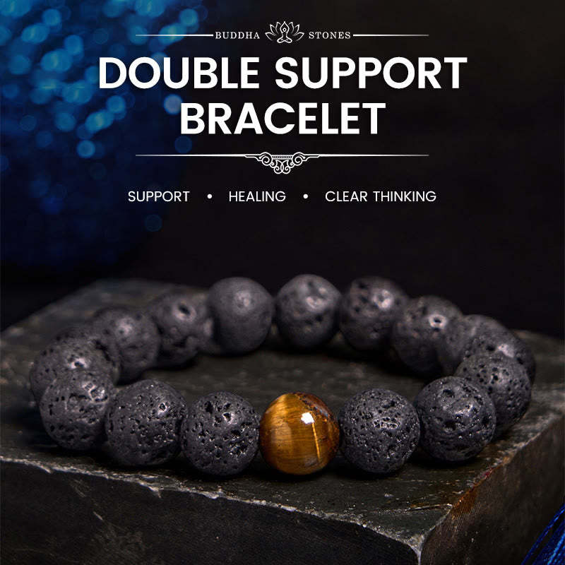 Lava Rock Tiger Eye Stone Peace Healing Bracelet