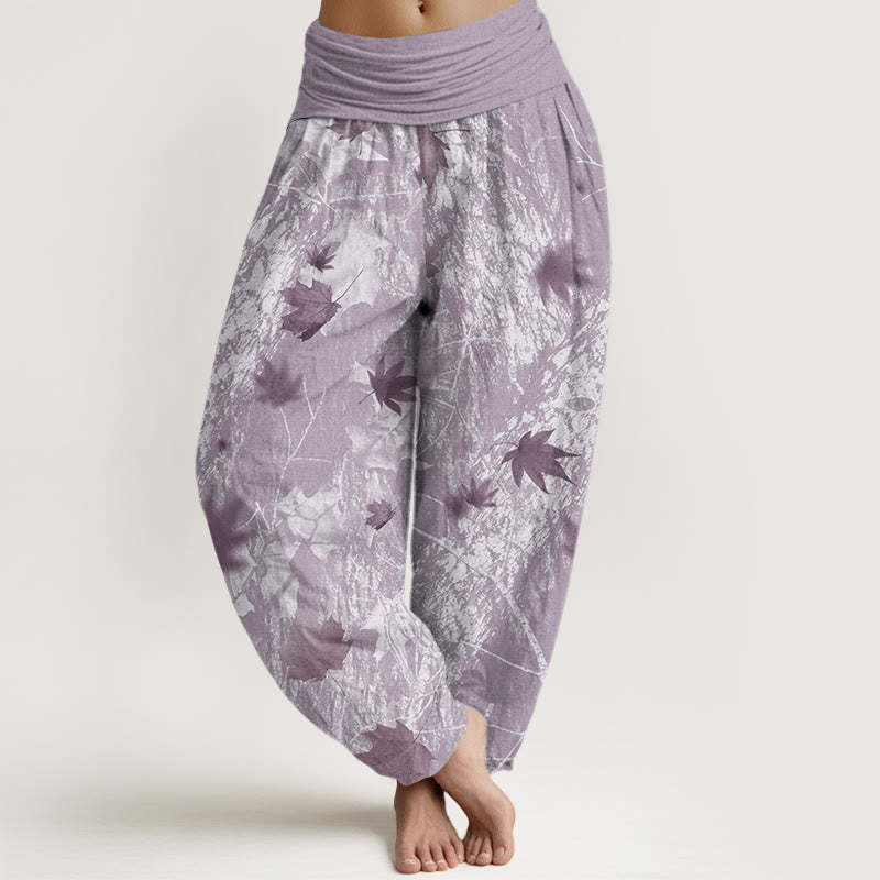 Maple Leaves And Branches Pattern Women's Elastic Waist Harem Pants