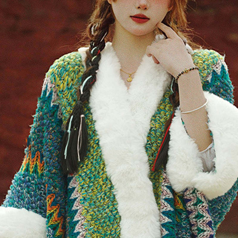 Tibetan Multicolored Striped Shawl Winter Cozy Travel Scarf Wrap