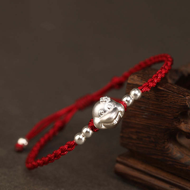 Red String 999 Sterling Silver Snake Head Year of the Snake Luck Bracelet