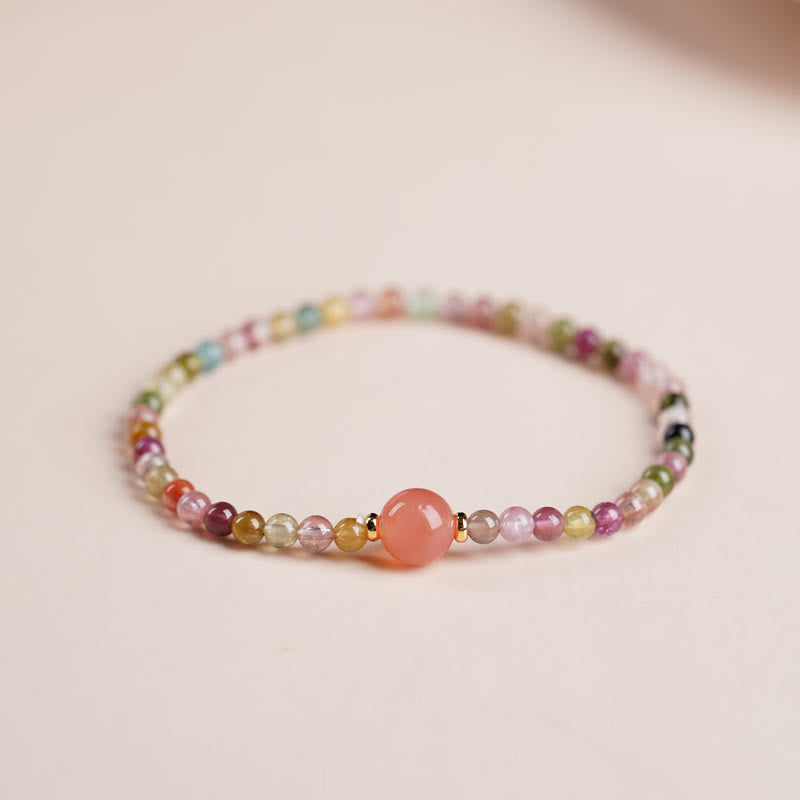 925 Sterling Silver Natural Tourmaline Yanyuan Agate Bead Positive Bracelet