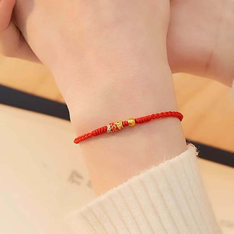 925 Sterling Silver Handmade Koi Fish Wealth Success Braided Rope Bracelet