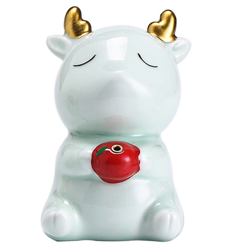 Cute Deer Holder Healing Ceramic Incense Burner Desk Decoration