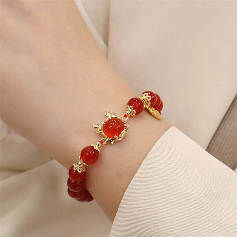 Year of the Dragon Red Agate Jade Peace Buckle Fu Character Success Bracelet (Extra 30% Off | USE CODE: FS30)