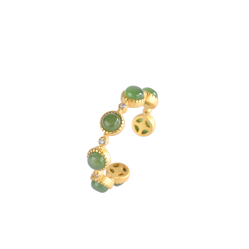 Cyan Jade Healing Calm Adjustable Ring