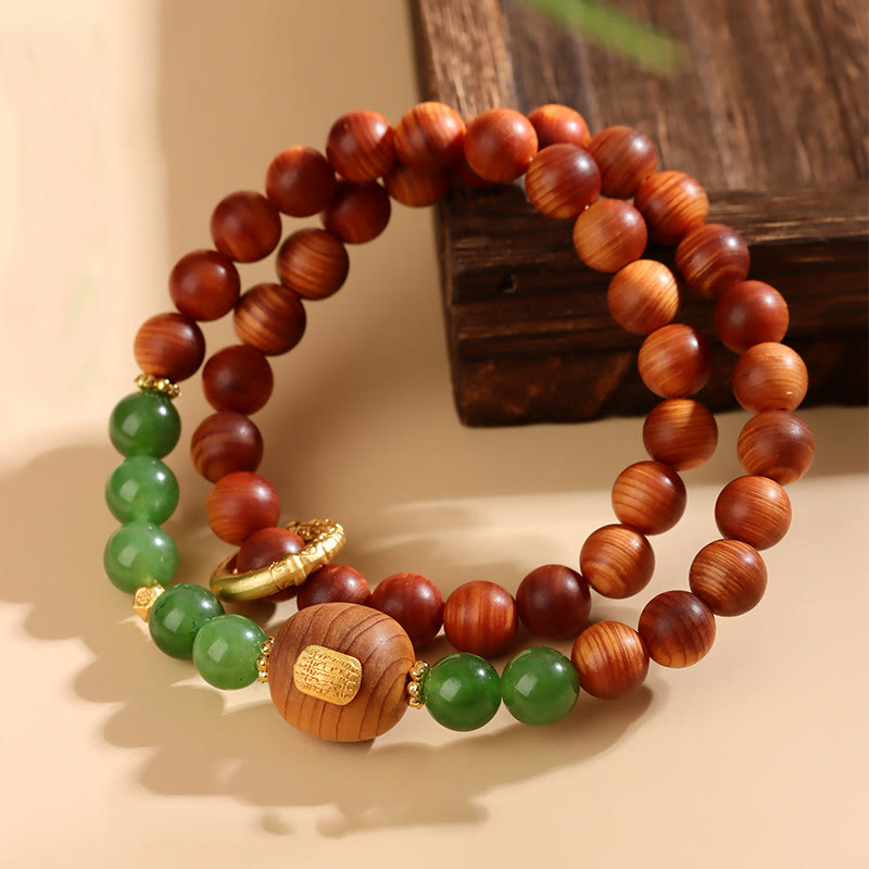 Thuja Sutchuenensis Green Chalcedony Double Wrap Prosperity Bracelet