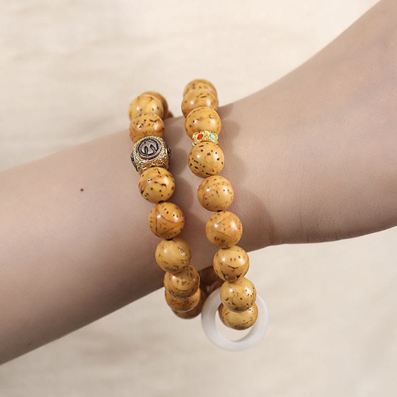 Tibetan Natural Purple Gold Rat Bodhi Seed Wealth Double Wrap Bracelet