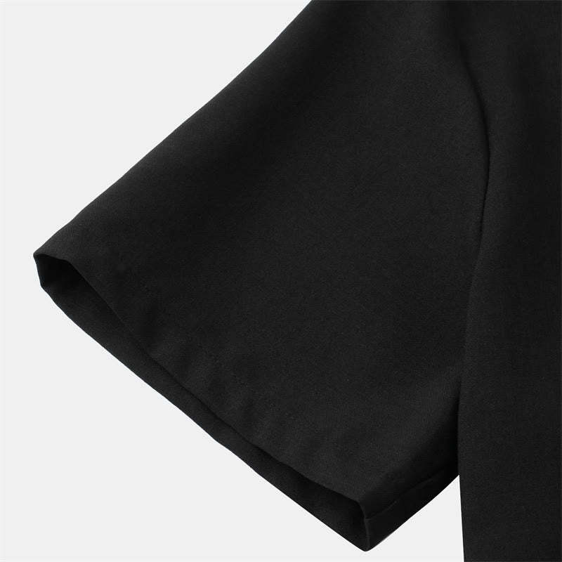 V-Neck Pink Flower Pattern Ramie Linen Blouse Three Quarter Sleeve Shirt Top