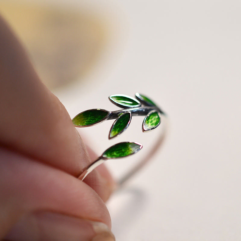 mystic zen Stone Leaves Copper Wealth Adjustable Ring