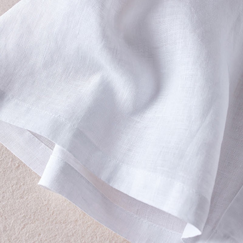 Summer Daily Simple Wrinkle Design Cotton Linen Women's Shorts With Pockets