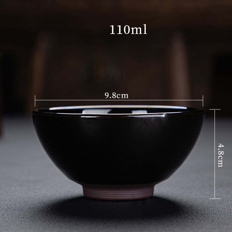 Gold Maple Leaf Chinese Jianzhan Ceramic Teacup Tenmoku Kung Fu Tea Cup Bowl