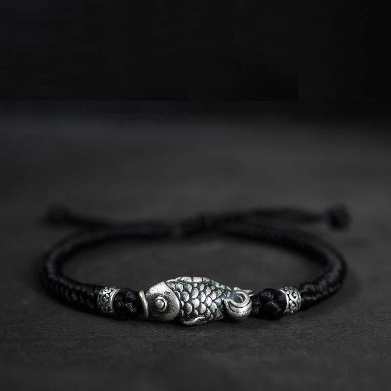 Silver Luck Koi Fish Braided String Bracelet