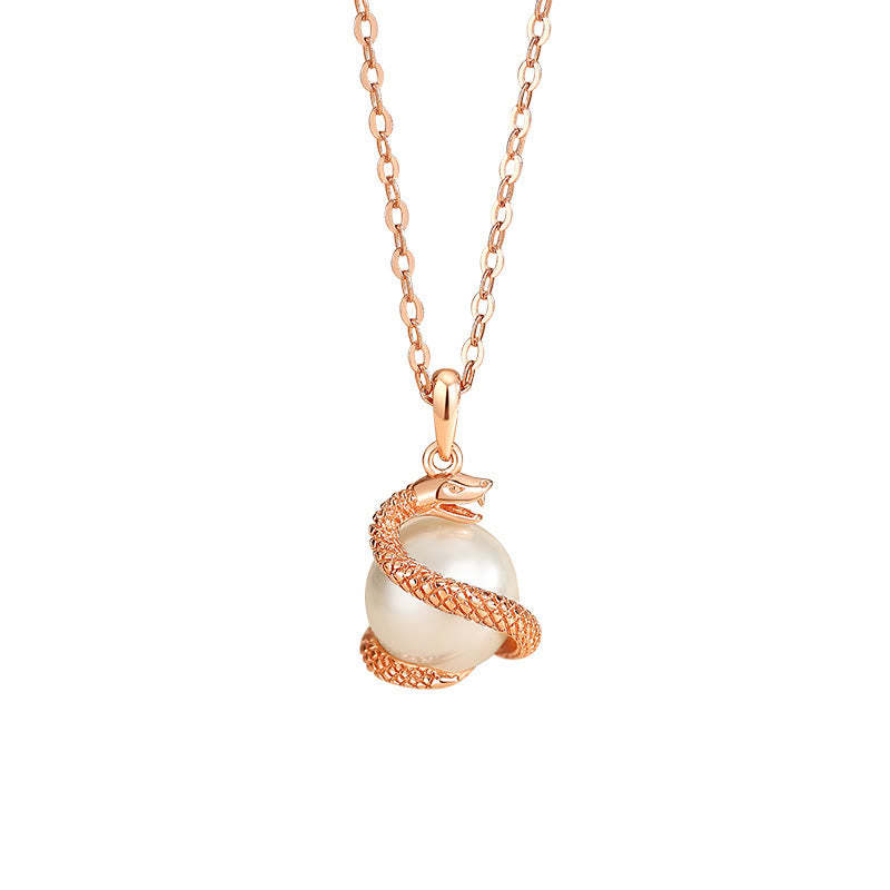 925 Sterling Silver Pearl Year Of The Snake Balance Blessing Necklace Pendant