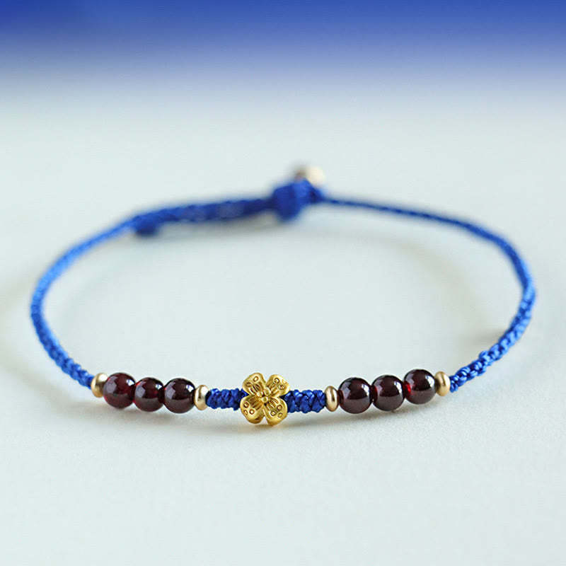 Klein Blue String South Red Agate Garnet Copper Flower Power Bracelet
