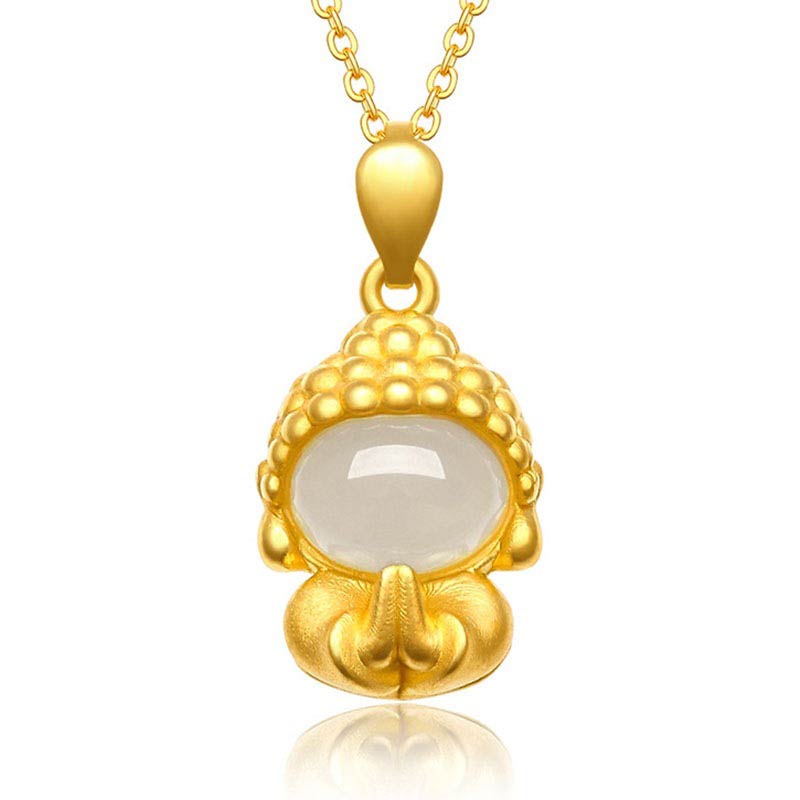 White Jade mystic zen Success Pendant Necklace