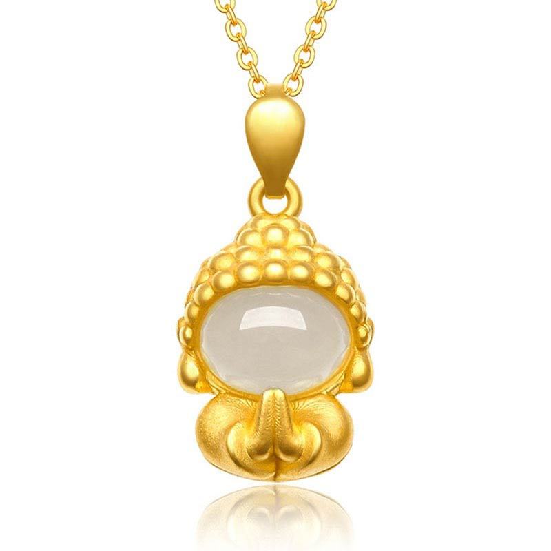 White Jade mystic zen Success Pendant Necklace