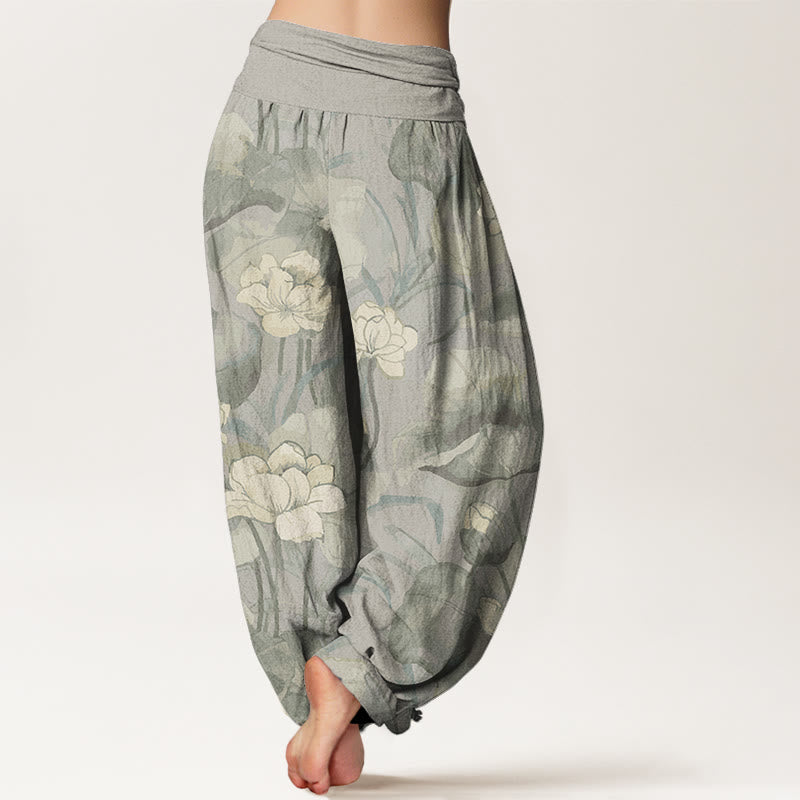 Lotus Design Women's Elastic Waist Harem Pants