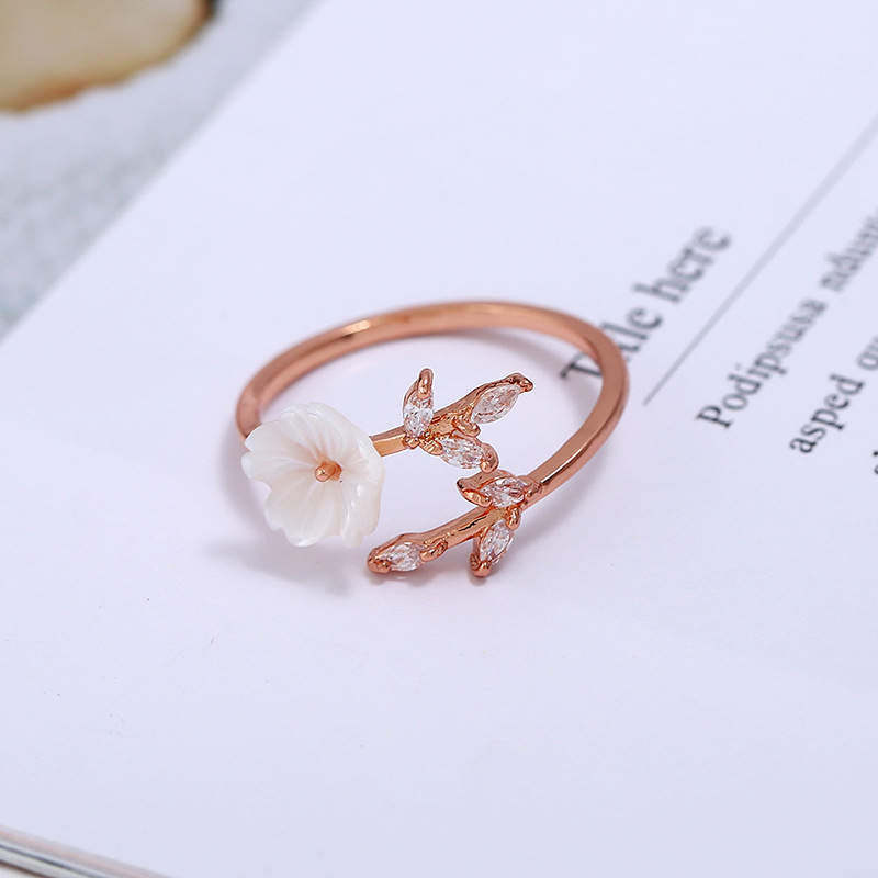 Plum Blossom Leaf Pattern Copper Luck Ring