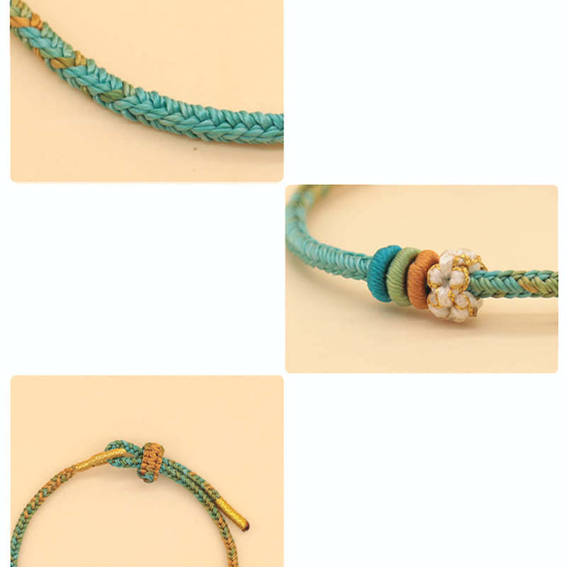 Handmade Eight Thread Peace Knot Peach Blossom Knot Luck Rope Braided Bracelet