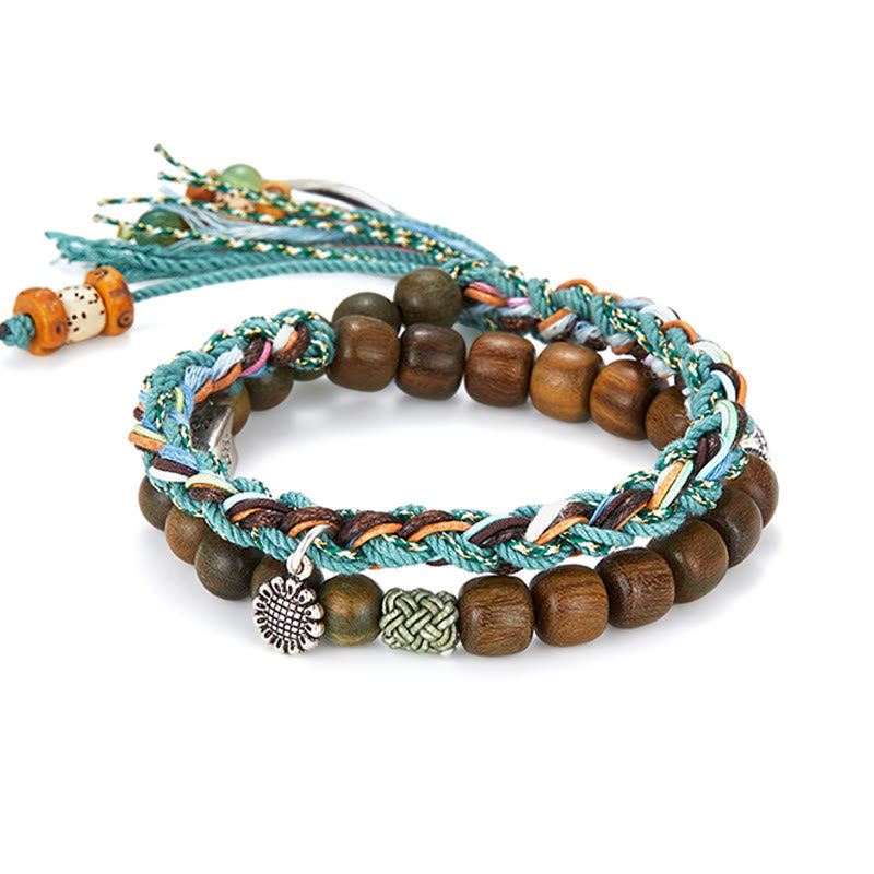 925 Sterling Silver Green Sandalwood Bodhi Seed Handmade Positive Bracelet