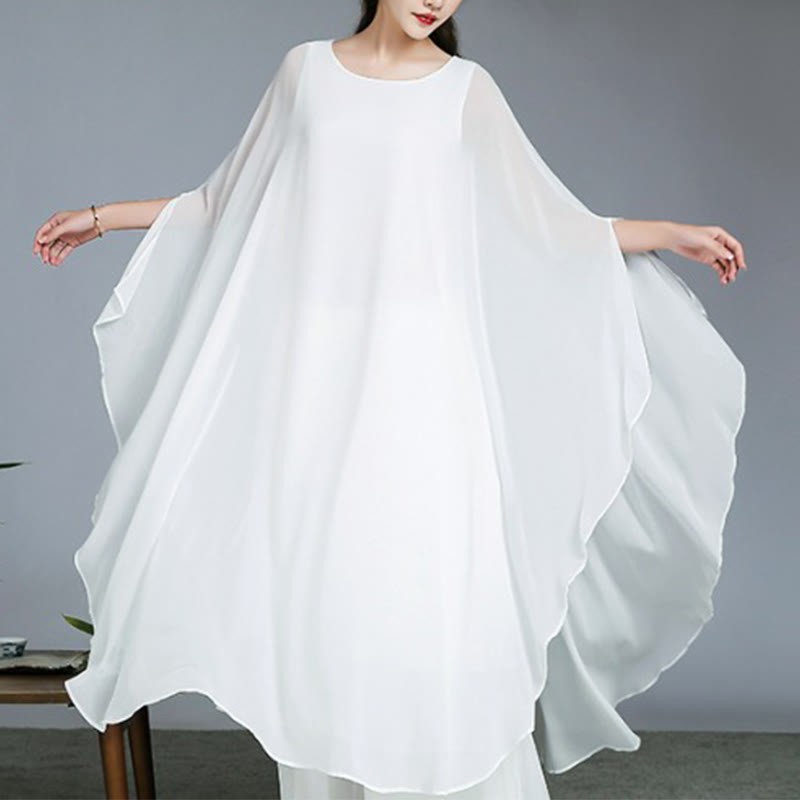 Simple Pattern Midi Dress Wide Leg Pants Meditation Spiritual Zen Practice Yoga Dance Clothing