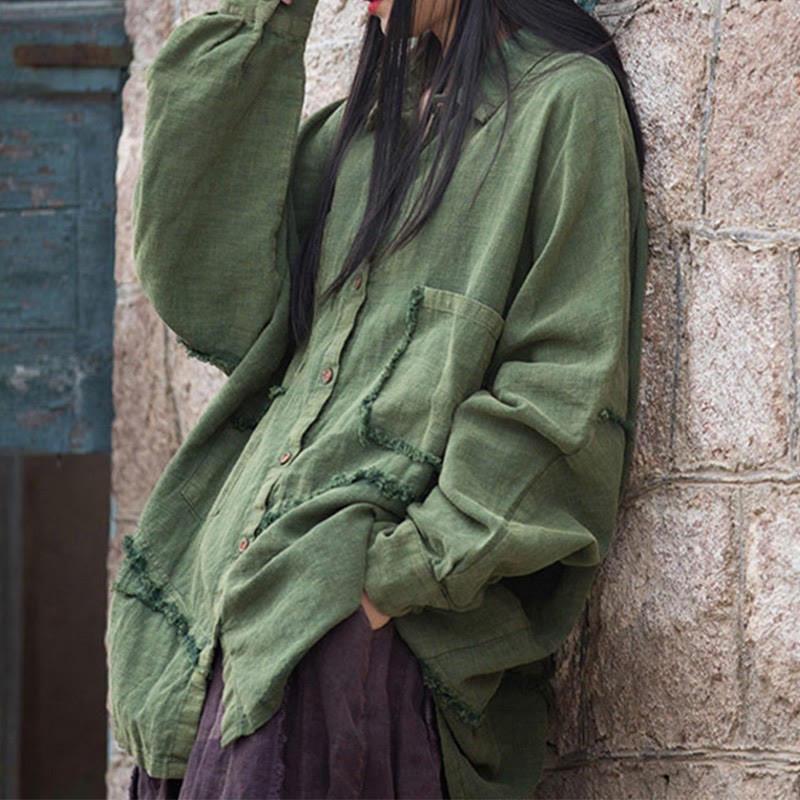 Irregular Splice Ramie Cotton Clothing