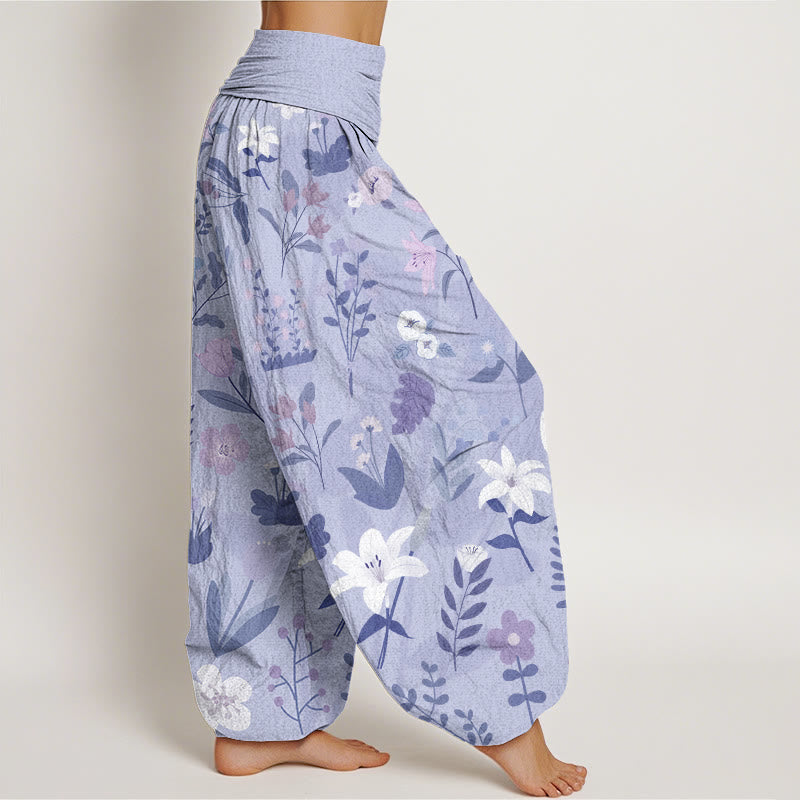 Casual Flower Plant Lily Women's Elastic Waist Harem Pants