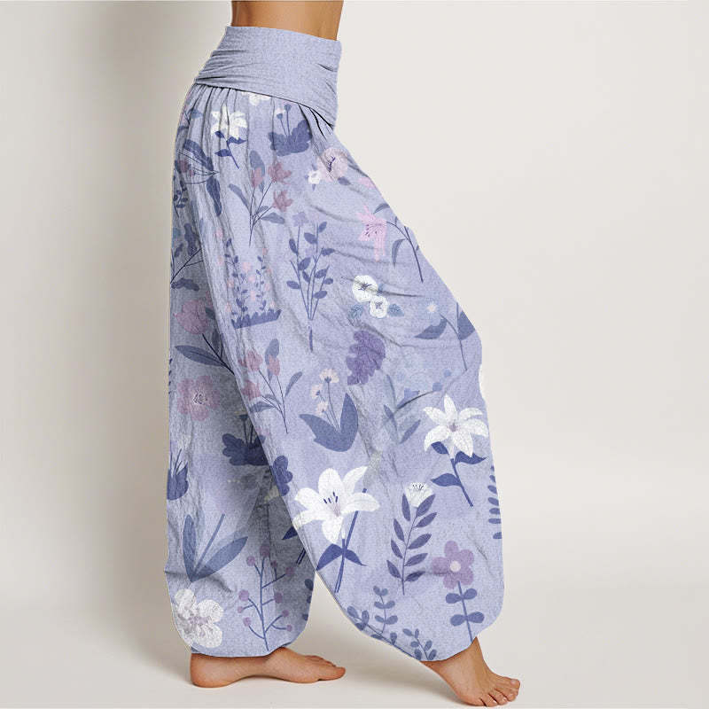Casual Flower Plant Lily Women's Elastic Waist Harem Pants