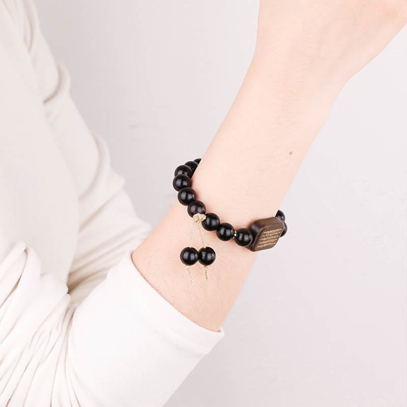 Ebony Wood Scripture Engraved Peace Bracelet