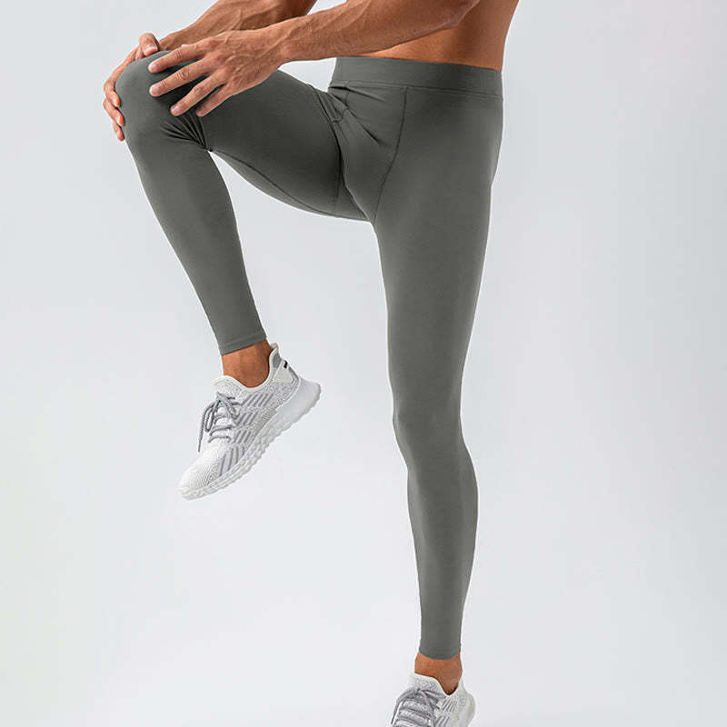 Plain High Waist Elastic Breathable Sports Men's Leggings Pants