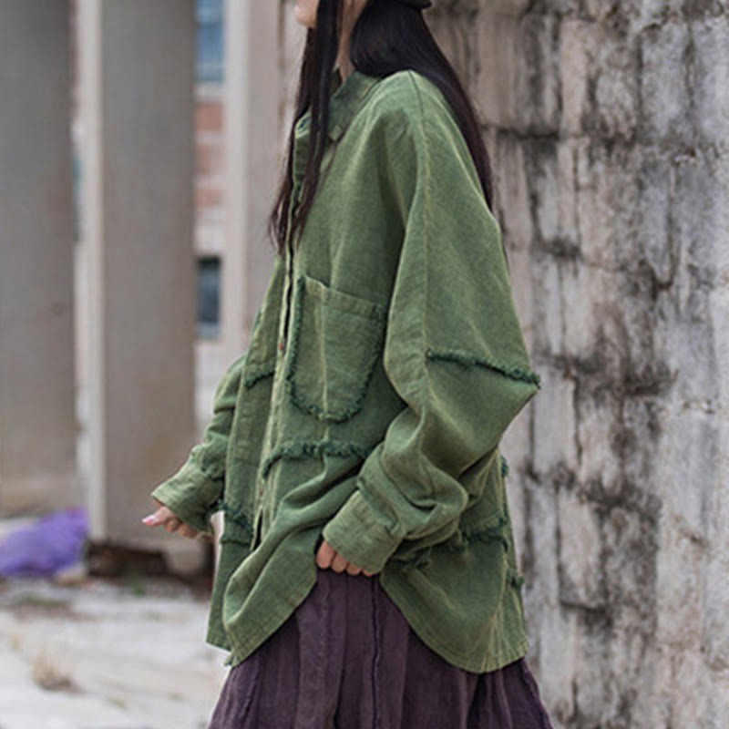 Irregular Splice Ramie Cotton Clothing